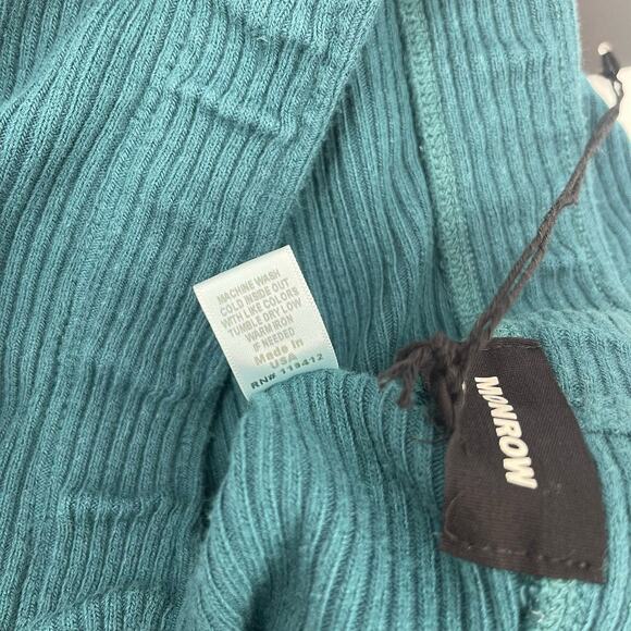 MONROW Skirt Midi Size Small Ribbed Teal Textured Back Slit Stretch NWT Casual - Picture 5 of 11